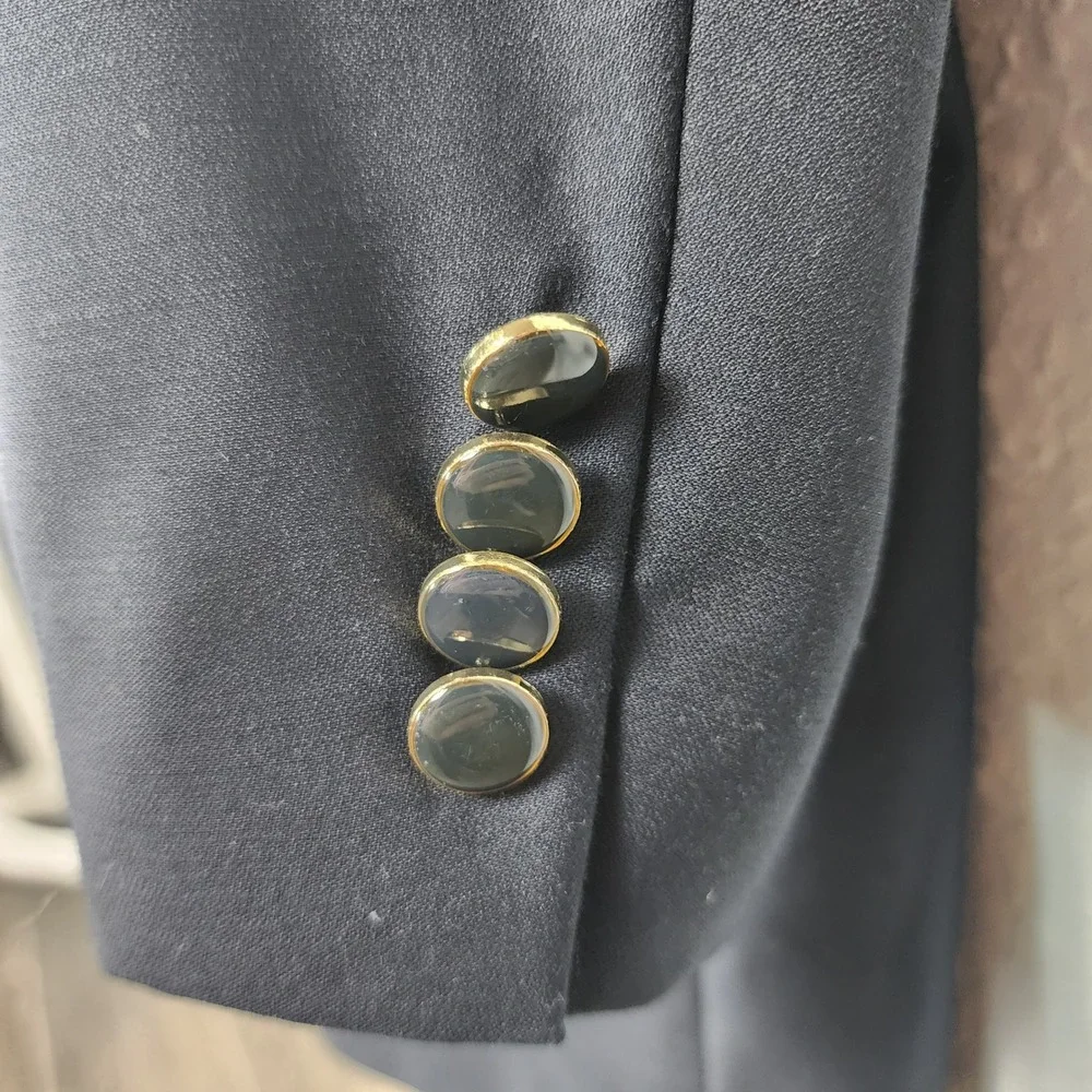 Tiglio Luxe Super 150s Wool Blazer Mens US 48L EU 56L Navy Blue Sport Coat Event
